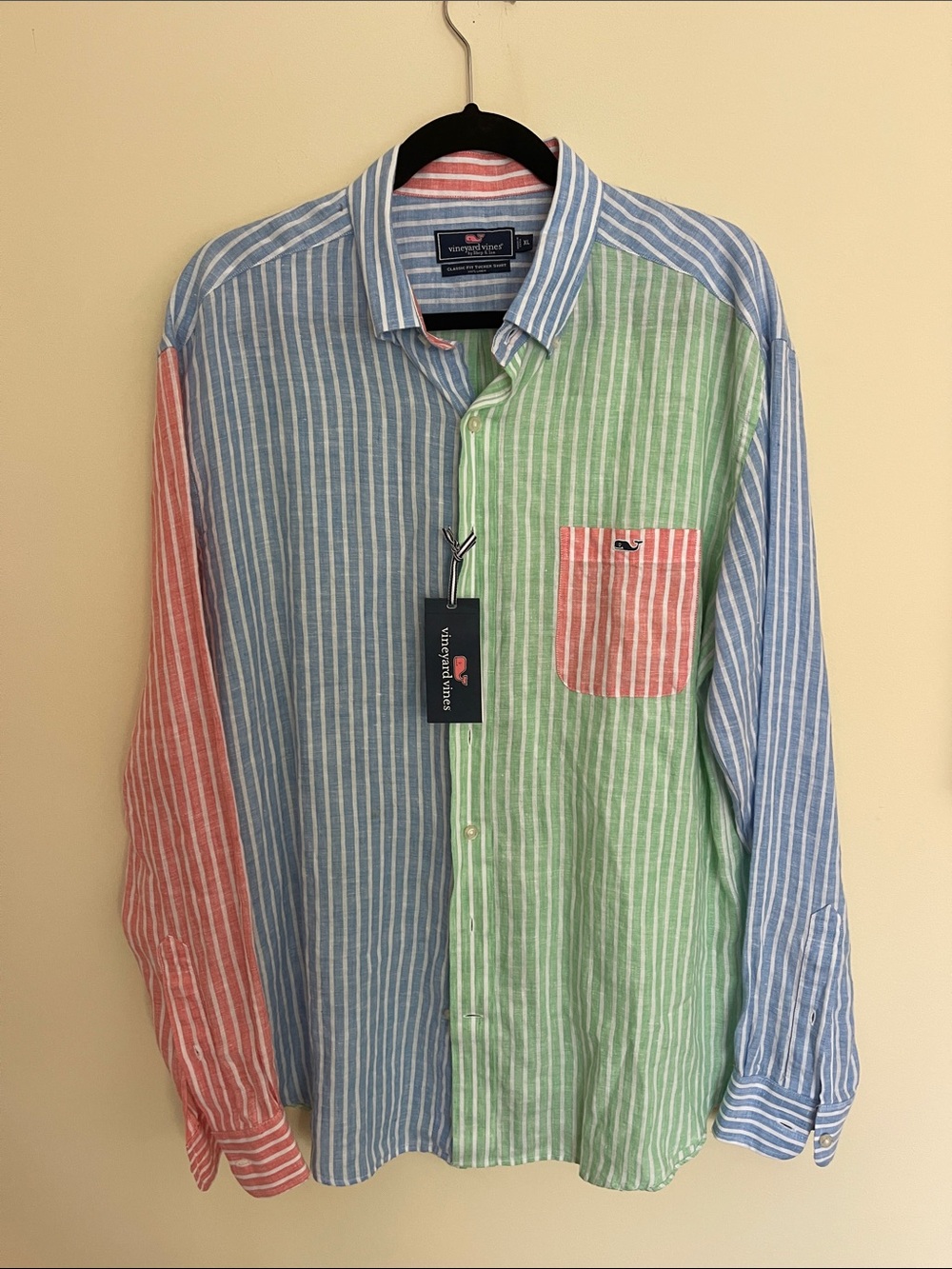 NWT Vineyard Vines Classic Fit Multi-Color Striped Linen Button Down-XL